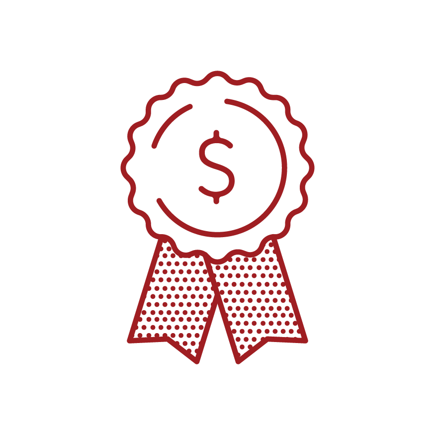 graphic of award with dollar sign