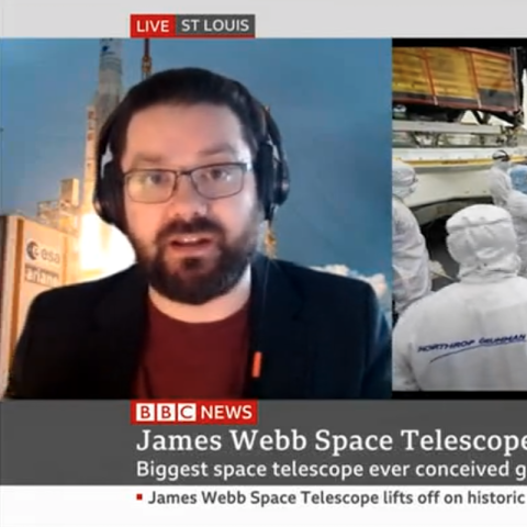 Paul Byrne appeared on BBC News on Dec 25, 2021 to discuss the launch of the James Webb Space Telescope