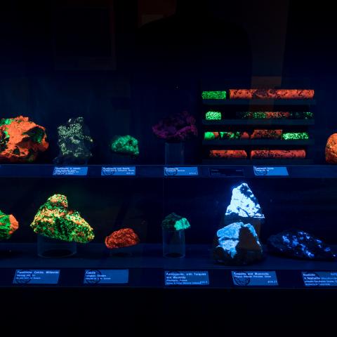 glowing rock display