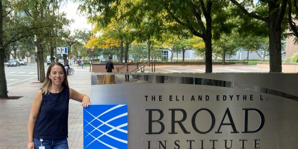 Rachel Gesserman with the Broad Institute sign