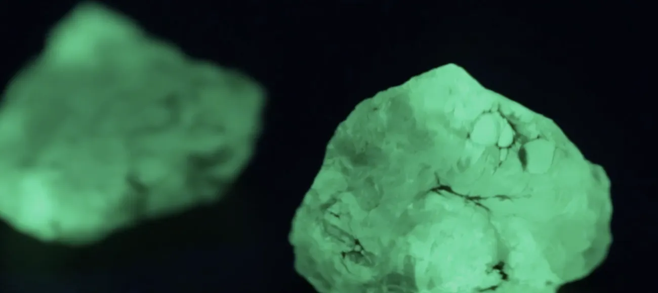 glowing green rocks