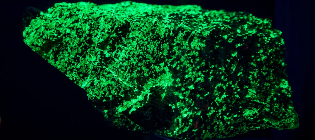glowing green rock