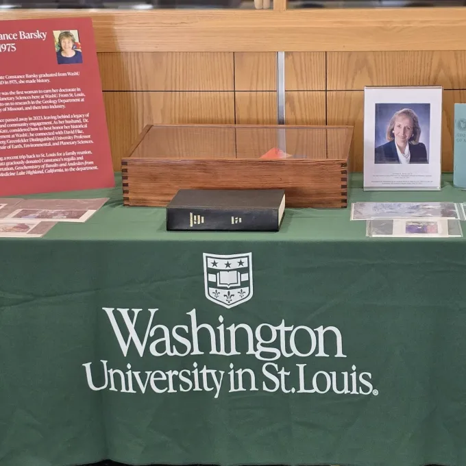 "Temporary display honoring EEPS First Female PhD"