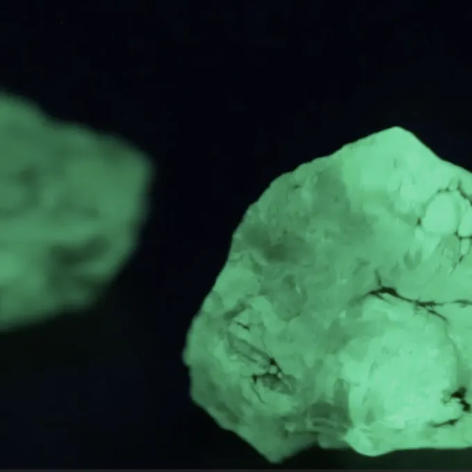 glowing green rocks
