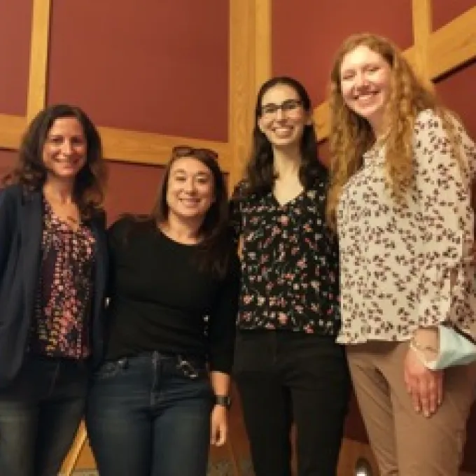From left, advisors Bronwen Konecky and Claire Masteller with undergraduate award winners Flora Perlmutter and Maria Schmeer. (Photo: Phil Skemer)
