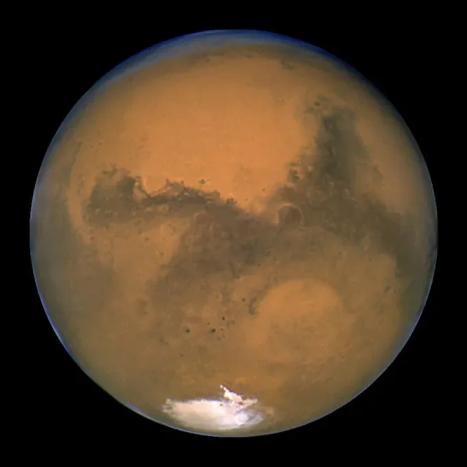 A close-up of Mars taken by NASA's Hubble Space Telescope. New research suggests that the red planet may be too small to have ever had large amounts of surface water.