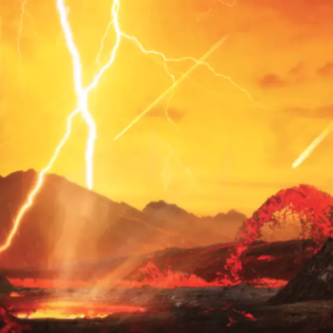 An artist's depiction of a meteor shower on Venus. (Image credit: Future)